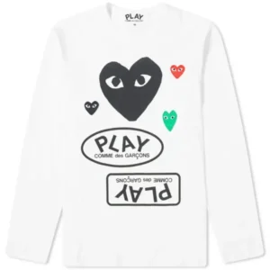 cdg long sleeve multi logo white & black