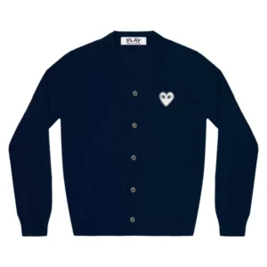 PLAY MENS CARDIGAN WHITE NAVY BLUE