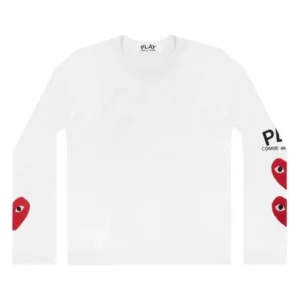 PLAY CDG 3 Heart Long Sleeve (White)