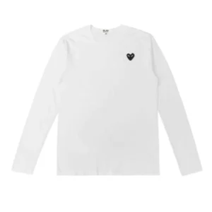 CDG PLAY LONG SLEEVE OVERLAPPING HEART WHITE & RED