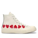 CONVERSE RED MULTI HEARTS HIGH TOP WHITE