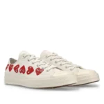 CONVERSE RED MULTI HEARTS LOW TOP WHITE