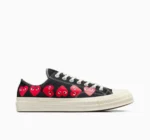 CONERSE MULTI HEARTS LOW TOP BLACK